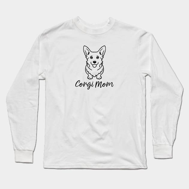 Corgi Mom Line Art Long Sleeve T-Shirt by y2klementine